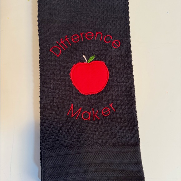 Teacher appreciation gift  Black Embroidered Kitchen Towels with Owl and Apple - Picture 9 of 9